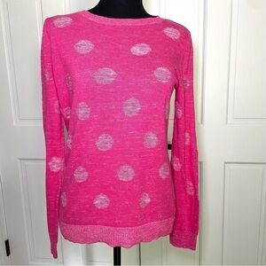 Liz Claiborne pink polka dot scoop neck pullover lightweight sweater Size Small